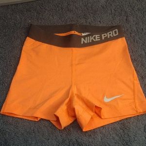 Bright Orange Nike Pro Spandex Shorts